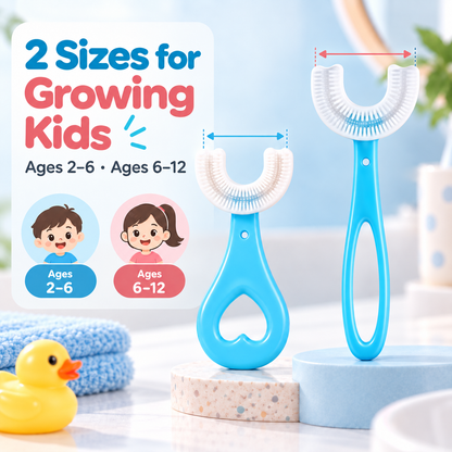 🦷 Kids 360° U-Shaped Oral Care Toothbrush – Gentle Silicone Training Brush ✨