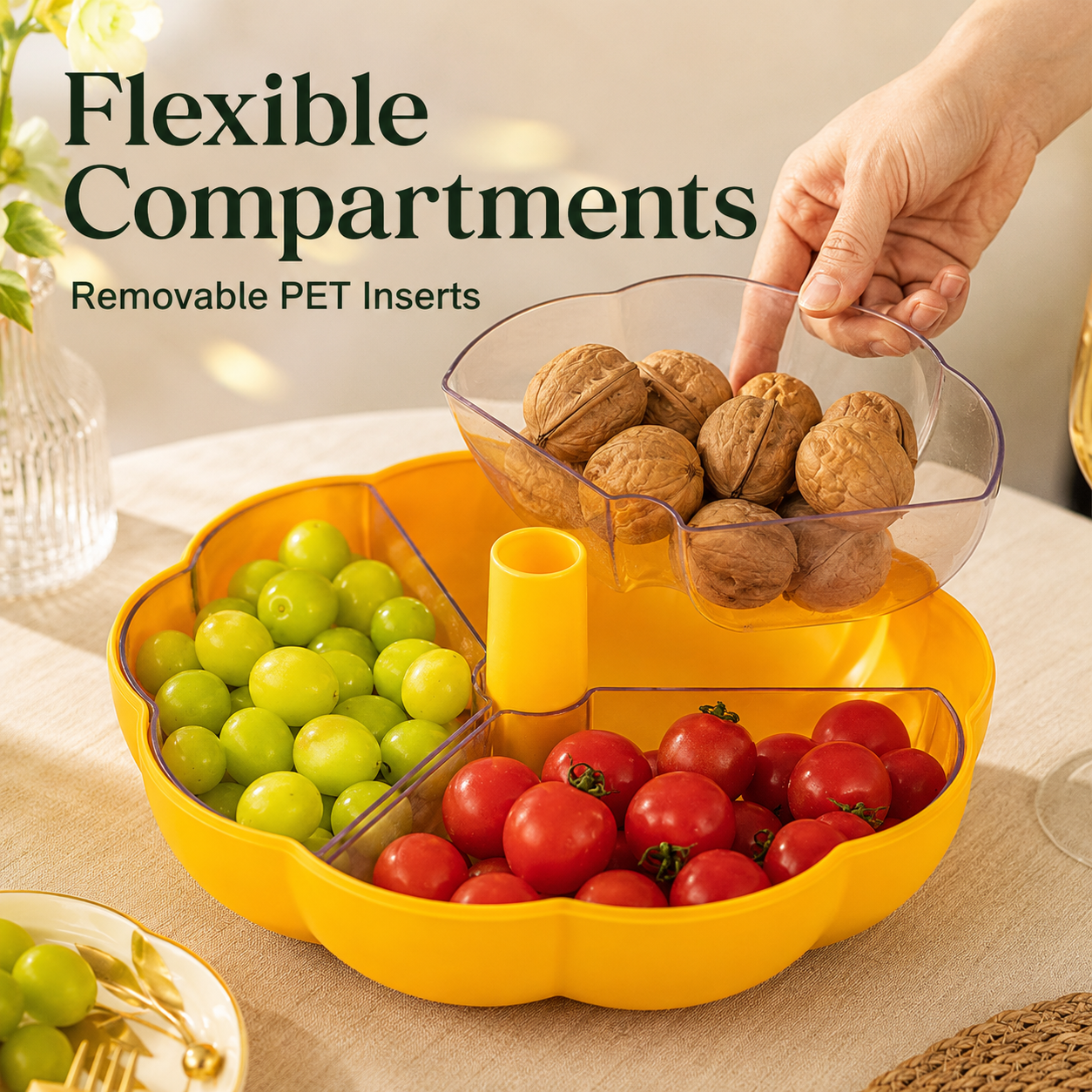 🎃 Pumpkin Shaped Two Tier Divided Snack Box Fruit Candy Storage Organizer 🍱