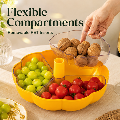 🎃 Pumpkin Shaped Two Tier Divided Snack Box Fruit Candy Storage Organizer 🍱