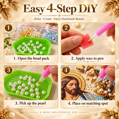 ✝️ 3D Pearl Rhinestone Holy Family Diamond Painting DIY Kit | Nativity Wall Art 🌟