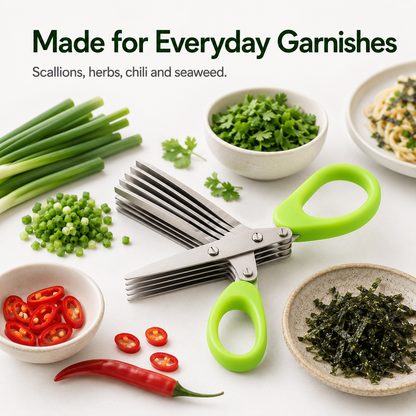 ✂️ 5-Blade Stainless Steel Herb &amp; Scallion Scissors with Cleaning Comb 🌿
