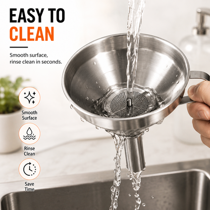 ✨ ProPour 304 Stainless Steel Kitchen Funnel with Removable Strainer 🫗