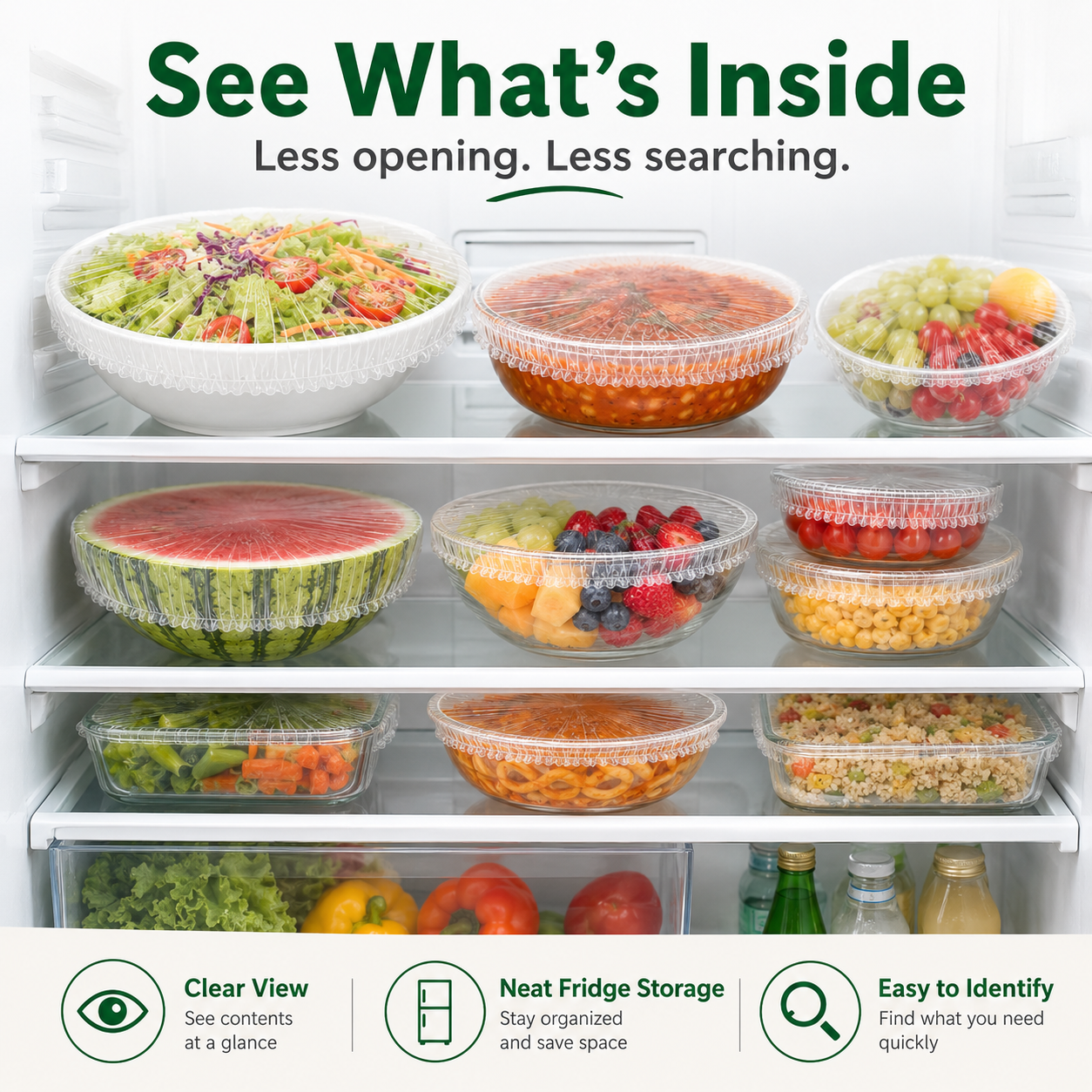 🥗 100Pcs Reusable Elastic Food Storage Covers Set 🍉