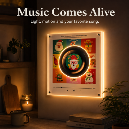 🎵 Magnetic NFC Acrylic Music Player with 9 Mini Vinyl Discs ✨