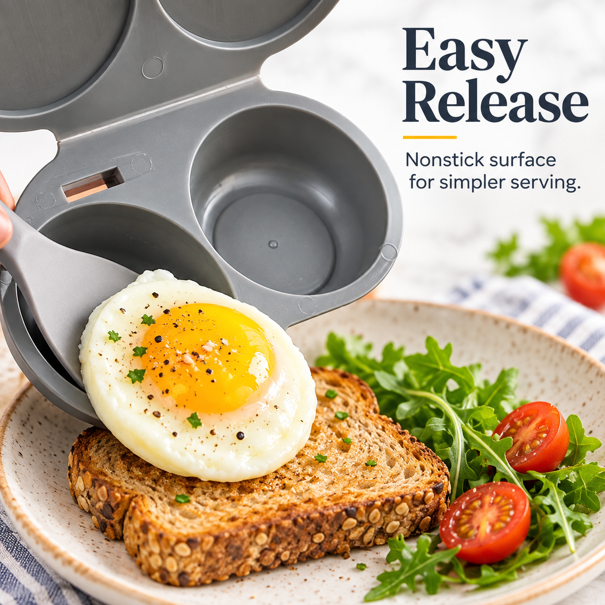 🍳 Double-Cavity Microwave Egg Poacher – Nonstick Fast Breakfast Egg Cooker ✨