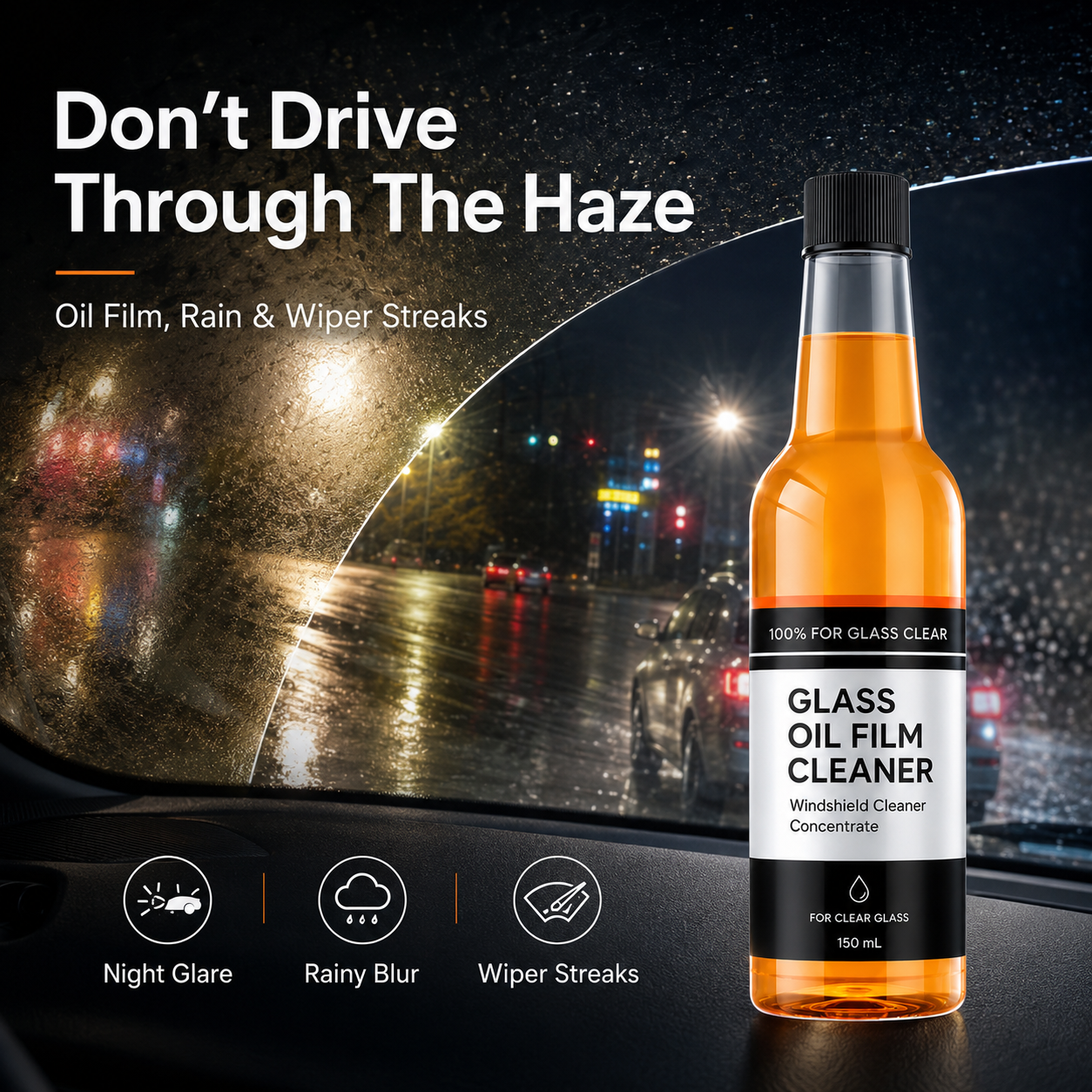 🧪 -45°C De-Icing & Anti-Oil Film Windshield Cleaner (150mL)❄️
