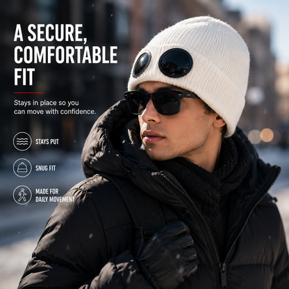🕶️ Knitted Goggle Beanie Hat with Integrated Dark Lenses Winter Warm Cap ❄️