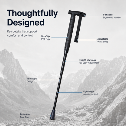 ⛰️ Telescopic Hiking Staff Anti Shock Walking Pole with Emergency Glass Breaker 🥾
