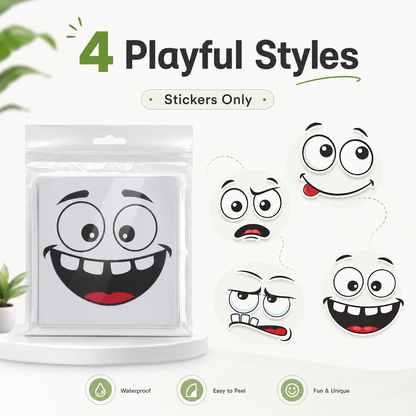 😜 Funny Cartoon Face Decal Sticker – Trash Bin & Fridge Decor 🗑️