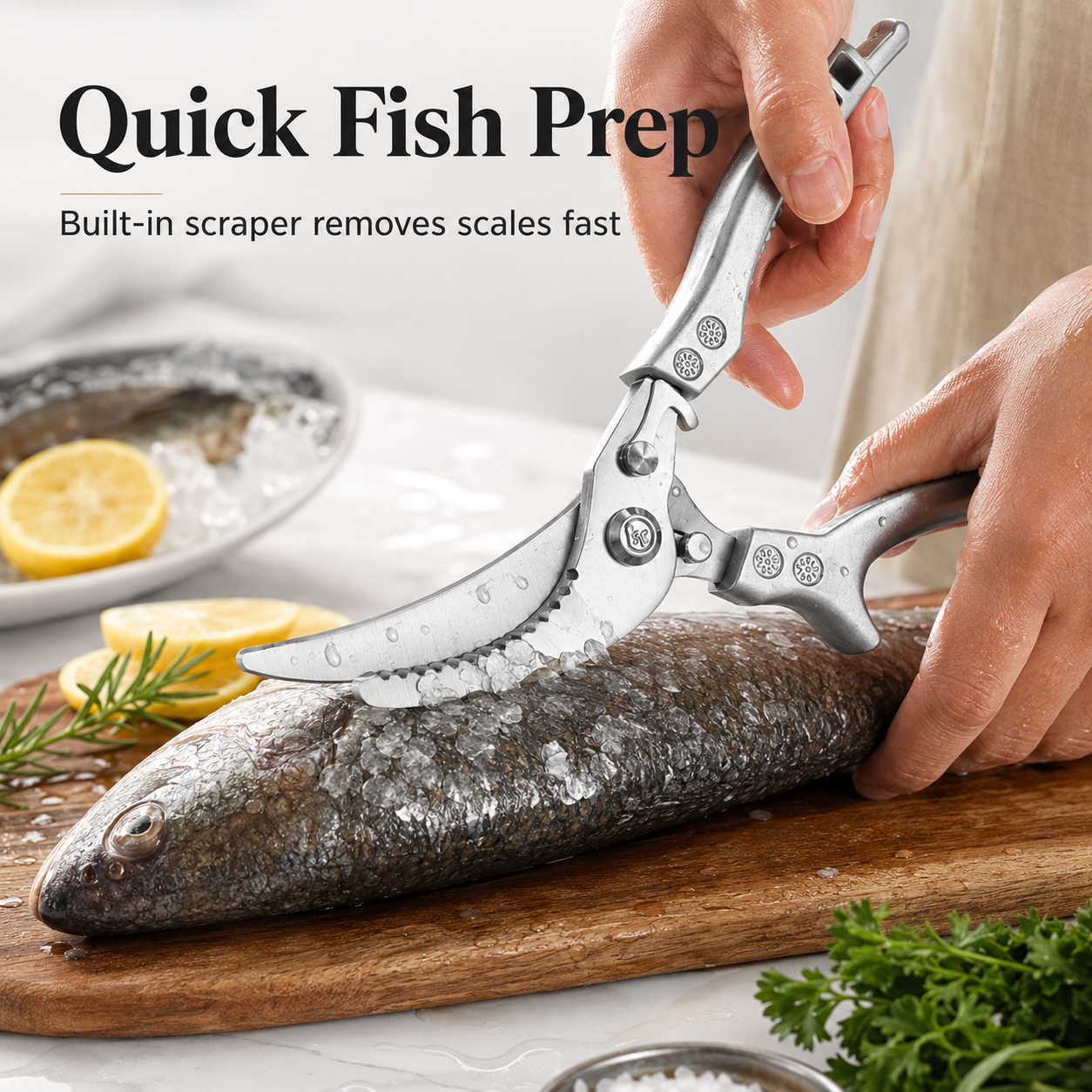🔥 Multifunction Kitchen Scissors with Fish Scale Scraper & Spring-Action Handle✨