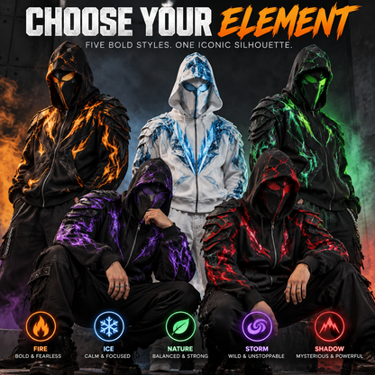 🔥 Full-Face Zip Hoodie – Armor-Inspired Fleece Streetwear with Quilted Shoulders