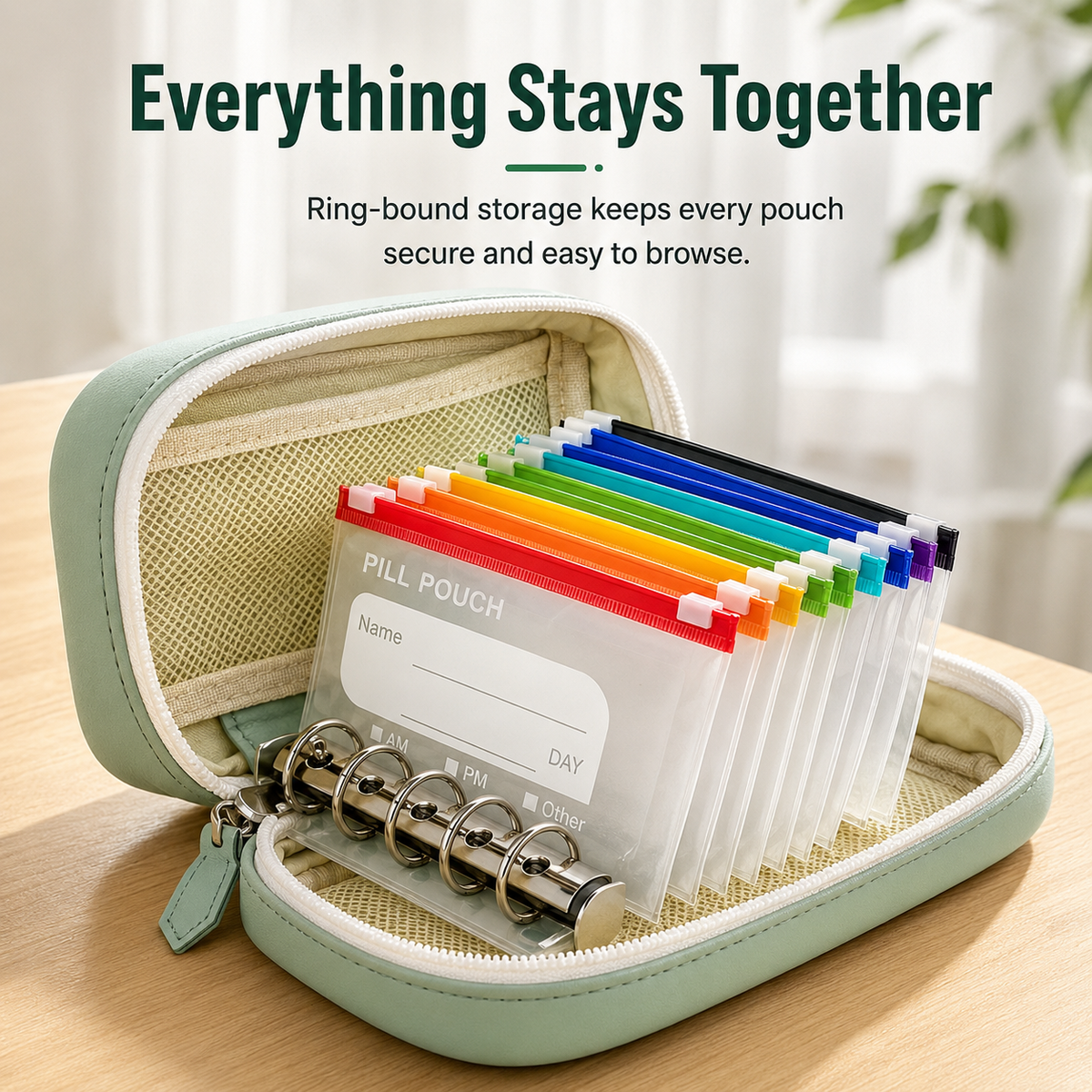 💊 14-Day Portable Pill Pouch Organizer Case with Color Zippers 💼