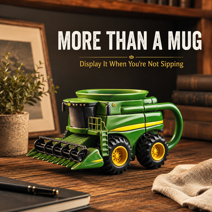 🚜 3D Sculpted Farm Tractor Novelty Mug – Rustic Harvester Coffee Cup 🌾