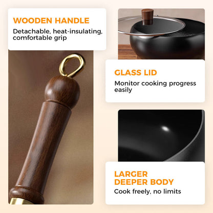 🍳 Uncoated Cast Iron Wok – Deep Iron Cooking Pan
