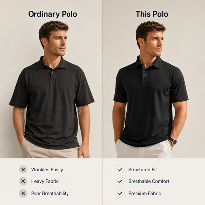 👔 Men's Breathable Stretch Polo Shirt | Cool, Comfortable & Sharp ✨