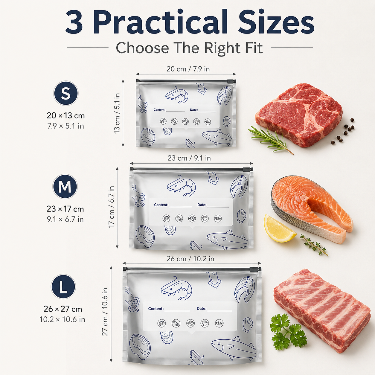 🥩 Premium Thickened Stand-Up Food Bags