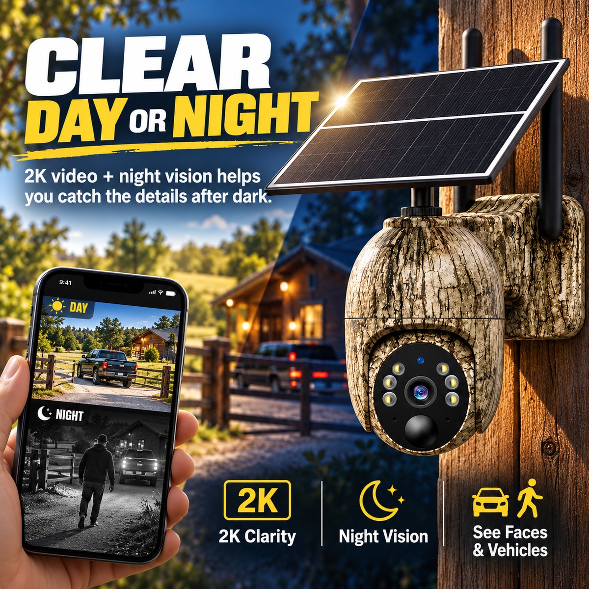 🔥 50% OFF 4G LTE Solar Security Camera – 360° Pan & Tilt, 2K Night Vision