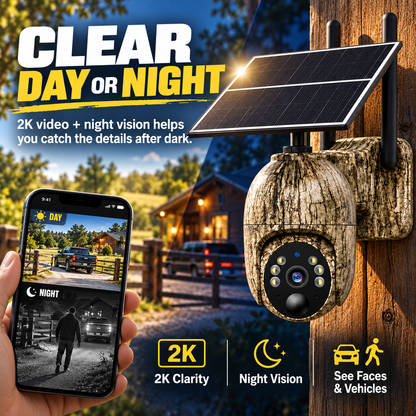 🔥 50% OFF 4G LTE Solar Security Camera – 360° Pan & Tilt, 2K Night Vision