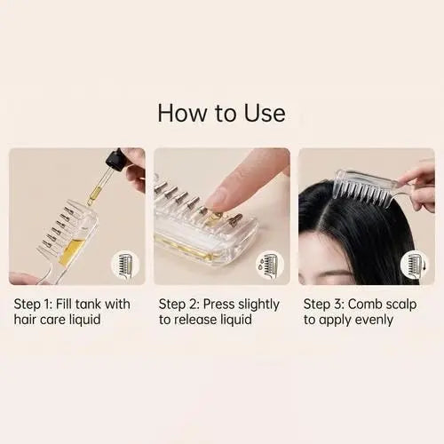 ✨ 2pcs Refillable Scalp Serum Applicator Comb – Mess-Free Rollerball Hair Oil & Scalp Care Tool