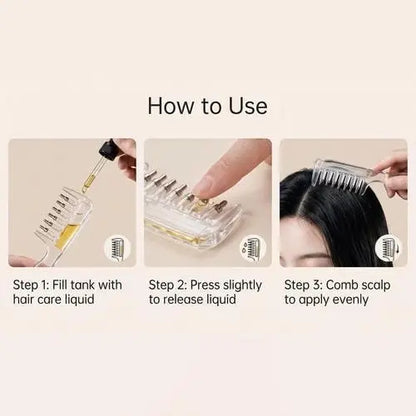 ✨ 2pcs Refillable Scalp Serum Applicator Comb – Mess-Free Rollerball Hair Oil & Scalp Care Tool
