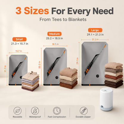 🚀 Wireless Compression Bags with Mini Pump – Save 70% Space 🧳✨