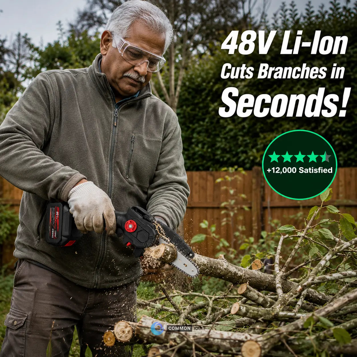 🔥Cordless Mini Chainsaw – Fast One-Hand Cutting for Yard & Garden