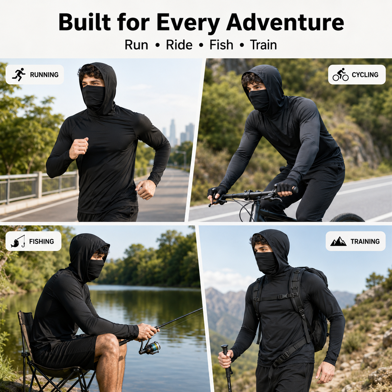 🍂 CLEARANCE SALE: 50% OFF |🛡️ 3-in-1 Integrated Hooded Sun Shirt with Face Cover 🚴‍♂️