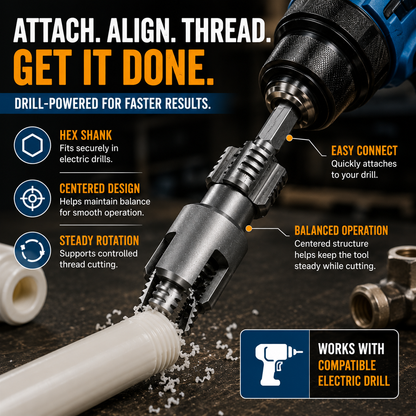 🛠️ Drill Powered Pipe Thread Cutting Tool Bit for Internal External Threads ⚡