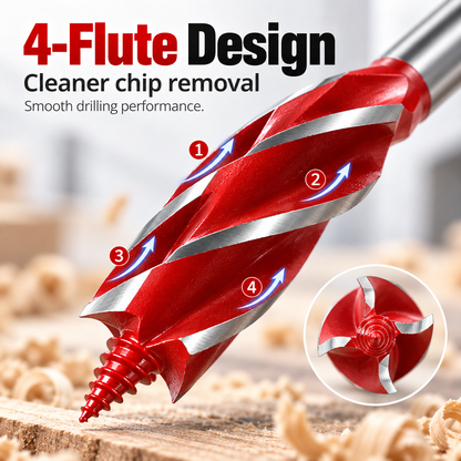 🔨 8-Piece 4-Flute Woodworking Drill Bit Set with Hex Shank 🪵