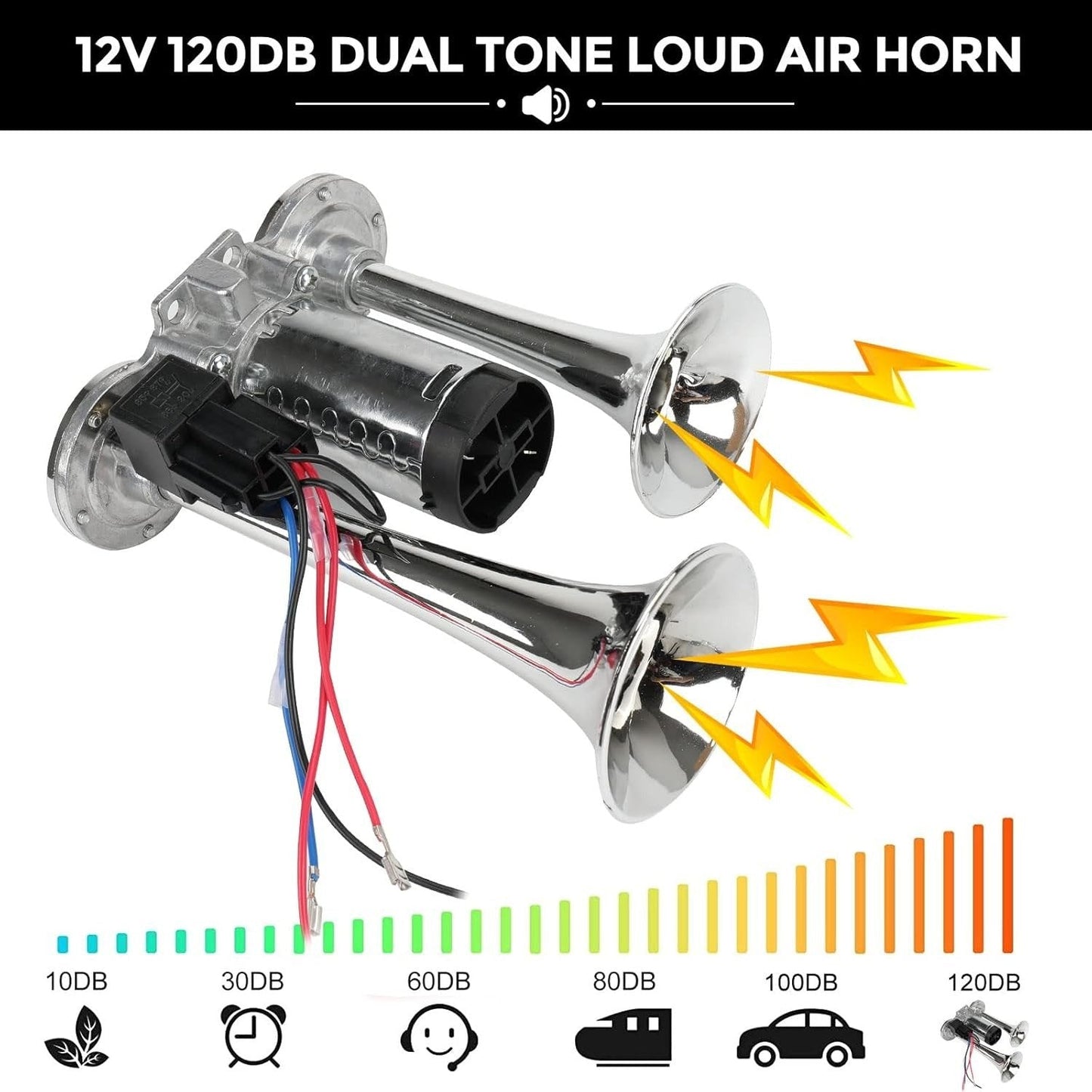 📢2026 Upgraded 150dB Super Loud 12V Dual Air Horn Kit ⚡