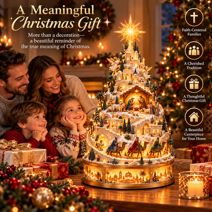 ✝️ Lighted Nativity Christmas Village – Bethlehem Scene with Warm LED Lights