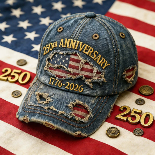 🧢🇺🇸 1776–2026 250th Anniversary Denim Cap | Patriotic Adjustable Hat