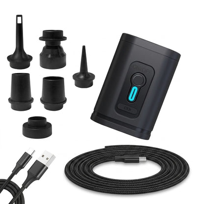 Portable mini air pump, rechargeable, comes with a storage bag and a 6-foot charging cable