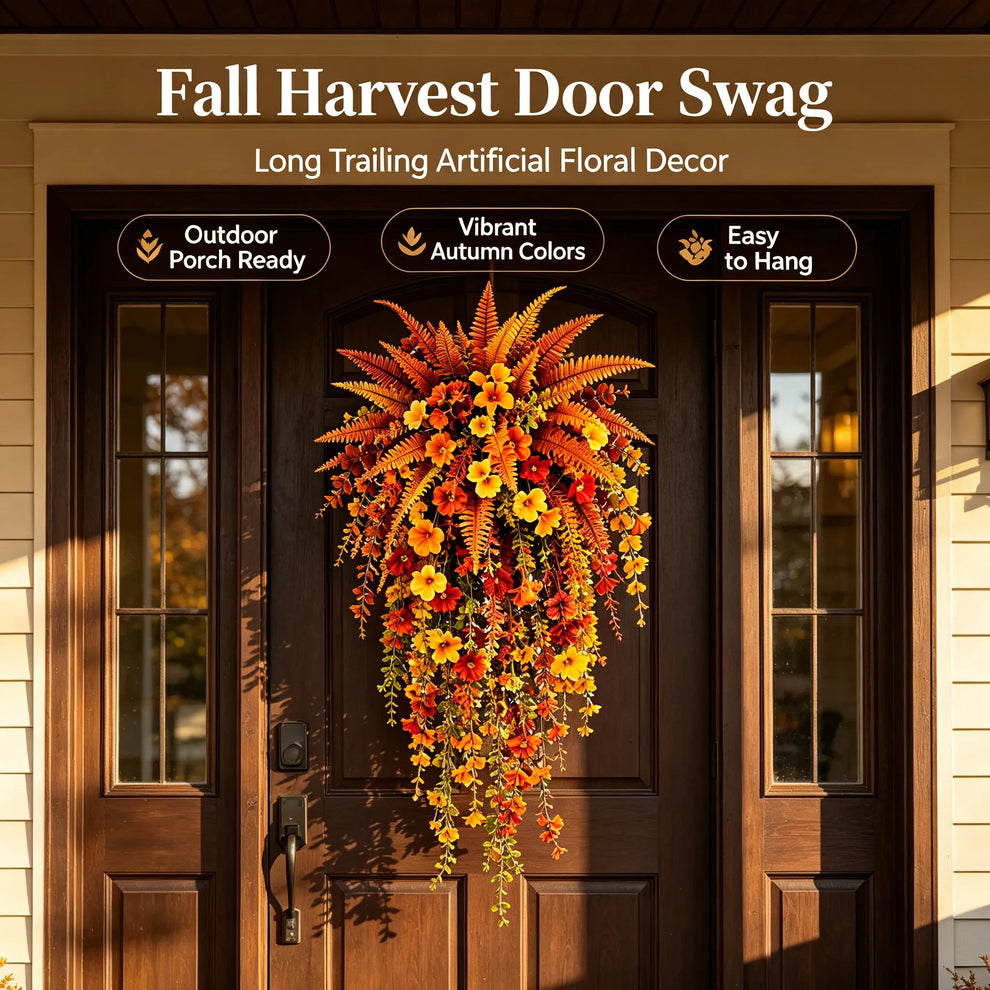🔥On Sale Only Today 🍂 🍁 Fall Artificial Hanging Flower Basket Set for Front Door Porch Decor 🍂