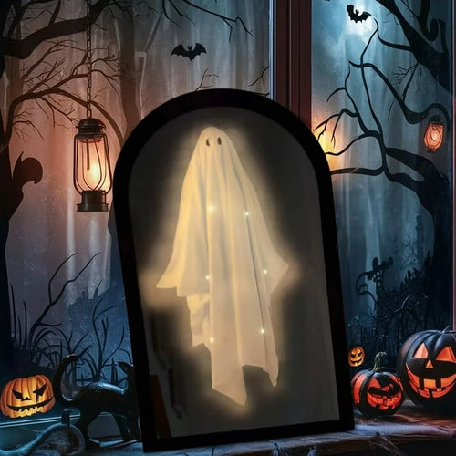 👻Halloween Magical Illusion Ghost Mirror with LED Backlit Ambient Night Light 👻🔮