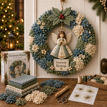 🏆Limited Time Sale 49% OFF🎄 DIY 3D Christmas Fabric Poke-Art Wreath Kit – Holiday Door Decor ✨