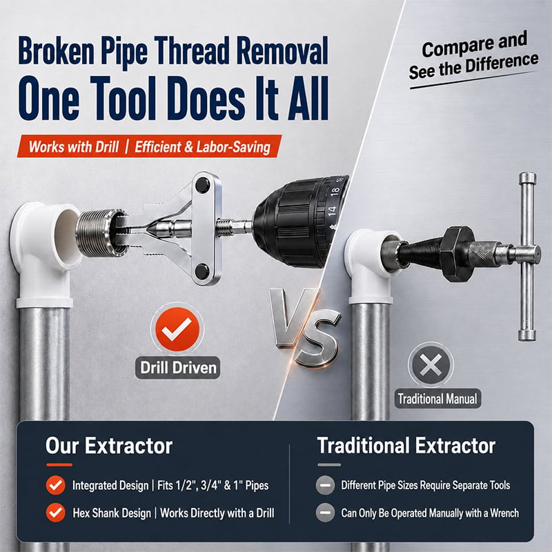 🛠️ Broken Pipe Thread Extractor | Fast Drill-Powered Broken Fitting Removal Tool