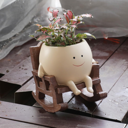 Smiling Face Rocking Chair Flower Pot