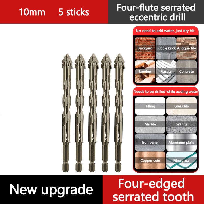 🔥 4PCS Eccentric Spiral Drill Bit Set – Deep Hole Drilling for Wood, Metal & Concrete ⚙️
