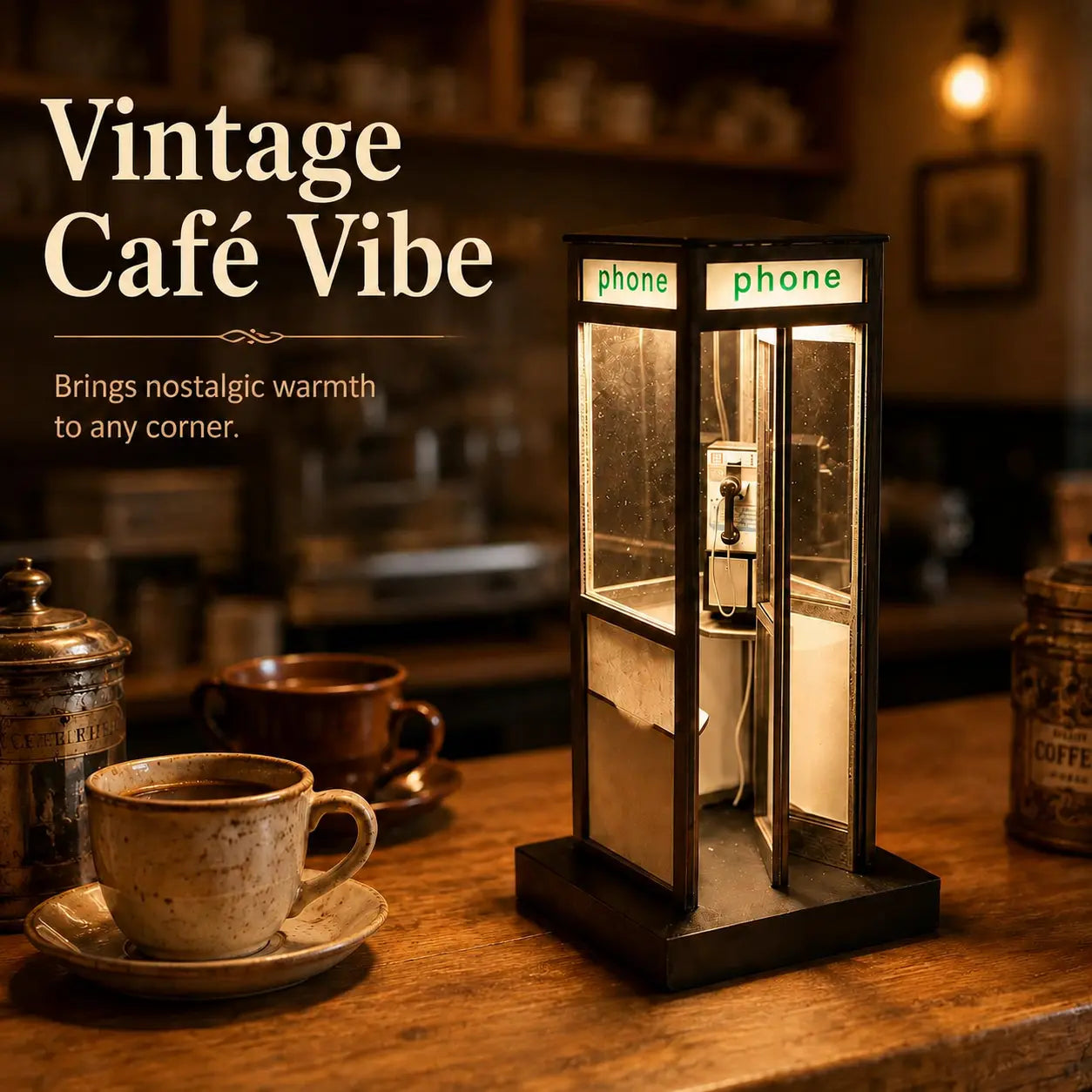 🌟 Retro Telephone Booth Lamp – Cozy Vintage Night Light for Bedroom, Desk & Home Decor