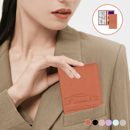 🚗 PU Leather Car Document Organizer – Keep Registration & Insurance Cards Neat ✨