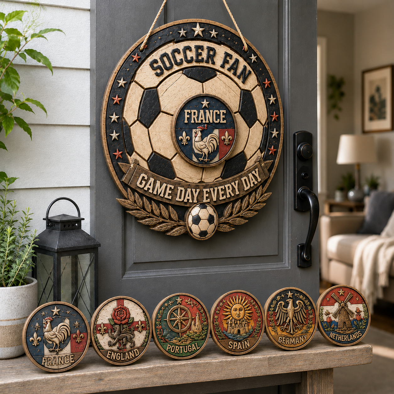 Magnetic Soccer Fan Door Sign with Interchangeable Country Badges ⚽🧲