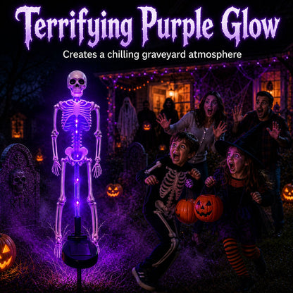 💜 Solar Light-Up Skeleton Yard Stake – Purple Glow Halloween Outdoor Decor 👻