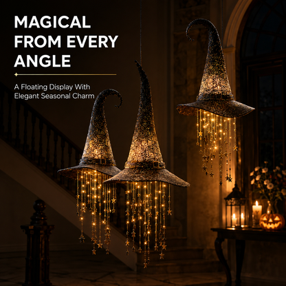 🧙‍♀️ Glowing Witch Hat Hanging Light – Halloween Star Lantern Decor