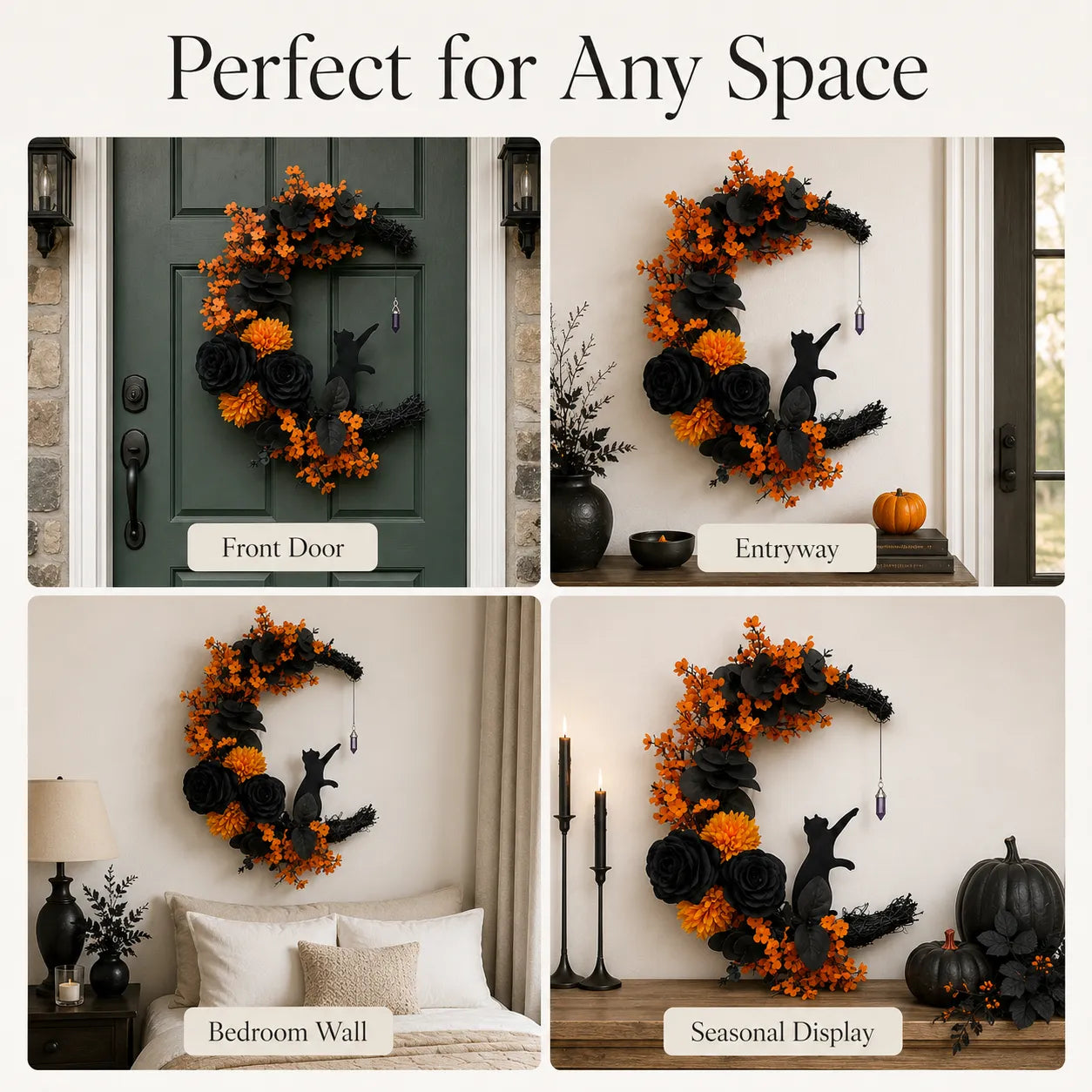 🔥Last Day 49% OFF - 🐈‍⬛🌙Handmade Halloween Cat Wreath