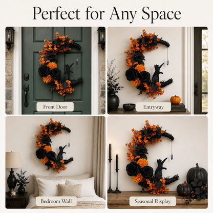 🔥Last Day 49% OFF - 🐈‍⬛🌙Handmade Halloween Cat Wreath
