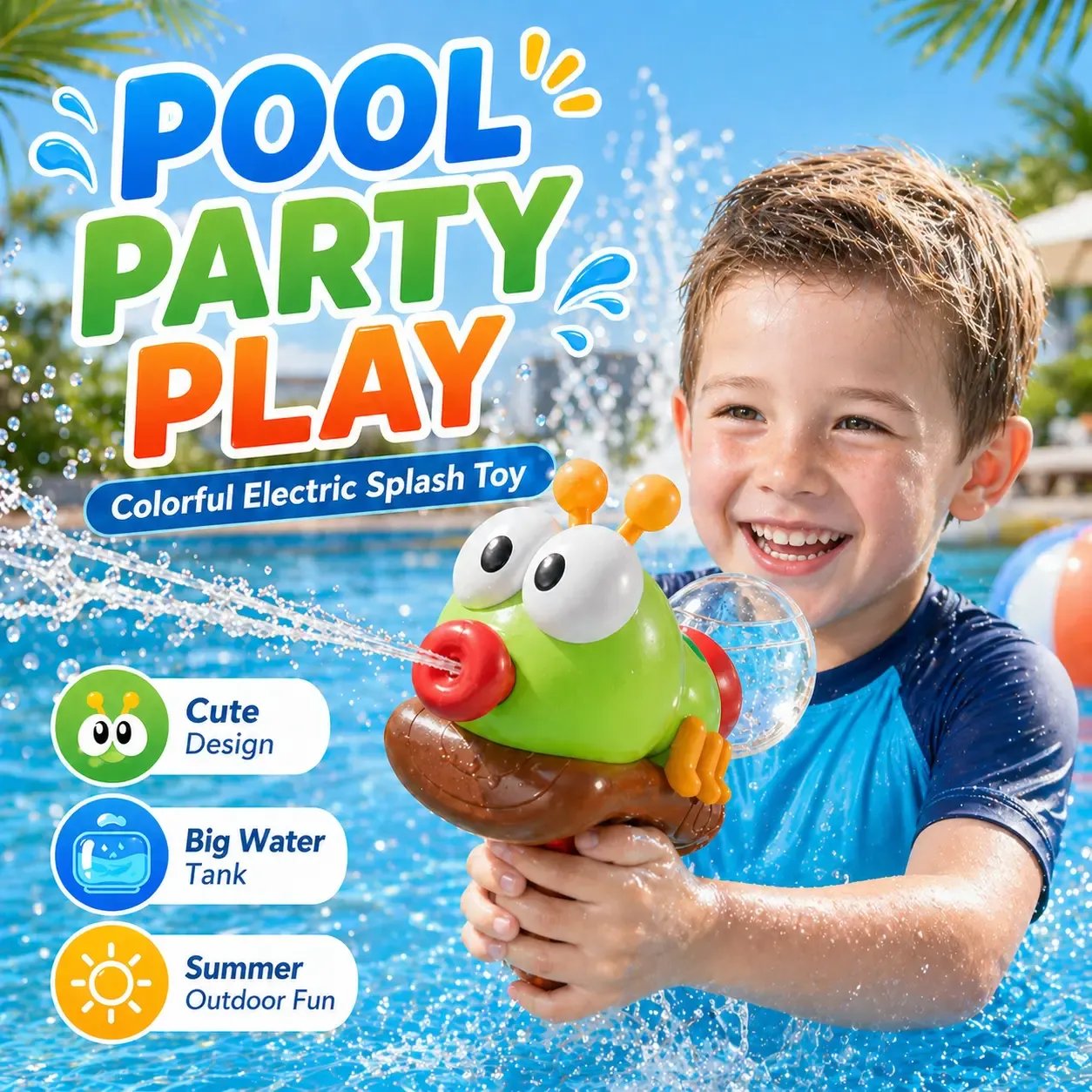 Electric Ant Water Blaster for Kids – Cartoon Rechargeable Outdoor Water Toy