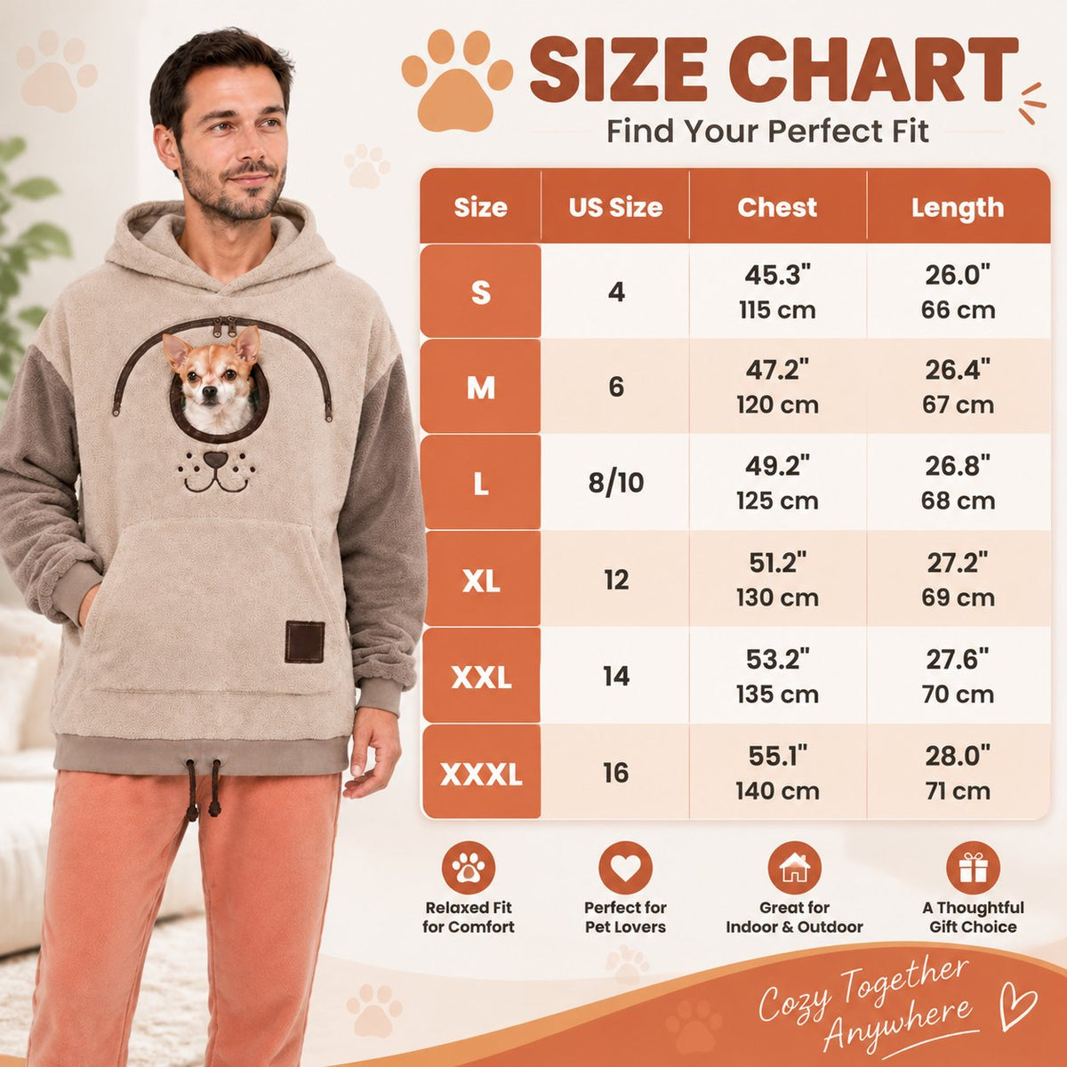 🐾 Cozy Pet Carrier Hoodie – Soft Fleece Cuddle Pouch Sweatshirt for Cats & Small Dogs
