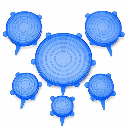 🥗 6-Pack Silicone Stretch Lids – Reusable, BPA-Free & Leak-Proof Covers for Bowls, Pots, Cups & Fruits