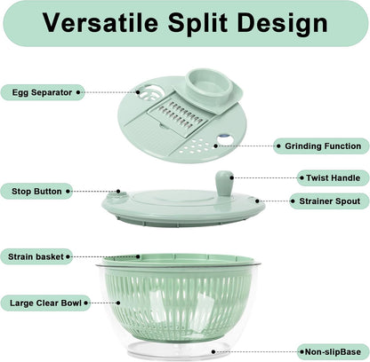 🥗 5-in-1 Salad Spinner Prep Bowl – Vegetable Washer & Slicer Set